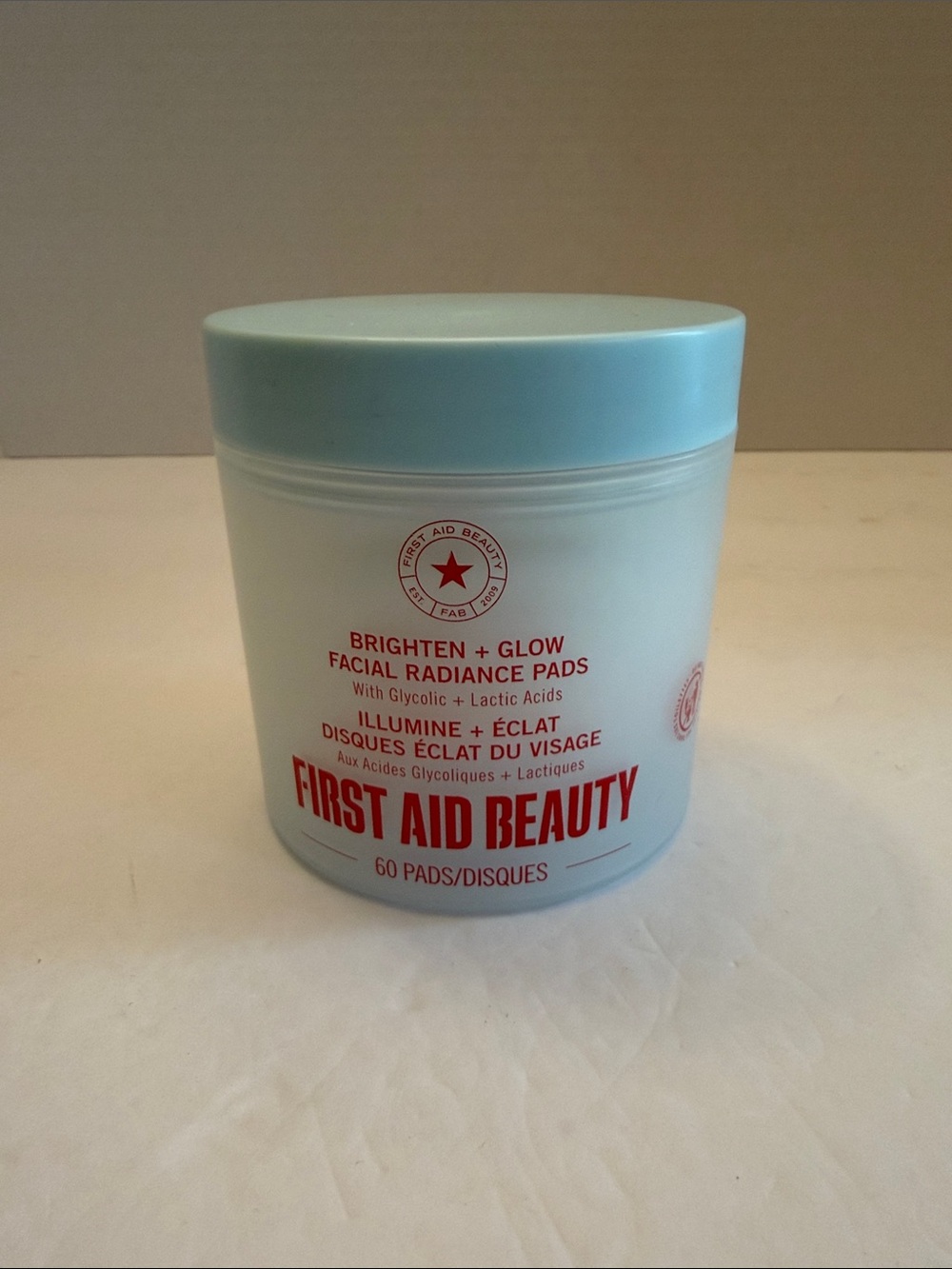 First Aid Beauty Light Blue Brighten + Glow Facial Radiance Pads 60ct